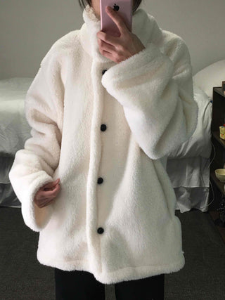 Hooded Shearling Long Tumble Coat