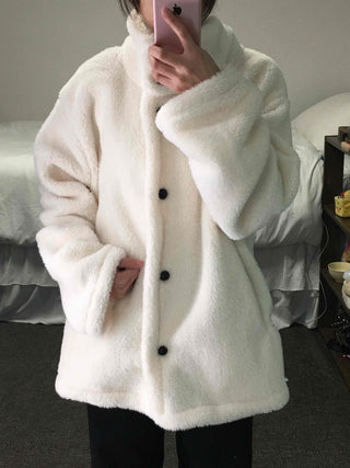 Hooded Shearling Long Tumble Coat