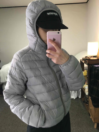 Basic Colorblock Hooded Short Zip-Up Padded Jumper