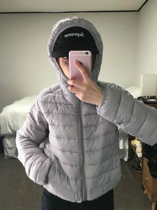 Basic Colorblock Hooded Short Zip-Up Padded Jumper