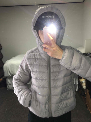 Basic Colorblock Hooded Short Zip-Up Padded Jumper