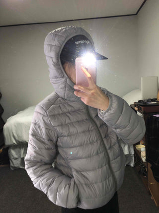 Basic Colorblock Hooded Short Zip-Up Padded Jumper