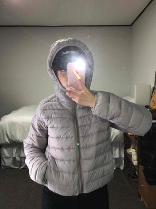 Basic Colorblock Hooded Short Zip-Up Padded Jumper