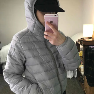 Basic Colorblock Hooded Short Zip-Up Padded Jumper