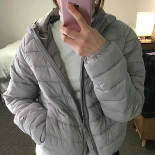 Basic Colorblock Hooded Short Zip-Up Padded Jumper