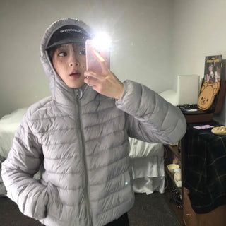Basic Colorblock Hooded Short Zip-Up Padded Jumper