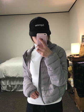 Basic Colorblock Hooded Short Zip-Up Padded Jumper