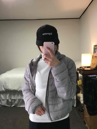 Basic Colorblock Hooded Short Zip-Up Padded Jumper