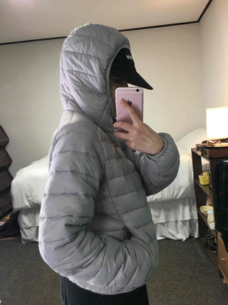 Basic Colorblock Hooded Short Zip-Up Padded Jumper
