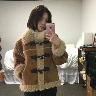 Vintage Fur-Trimmed Toggle Shearling Jacket