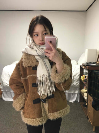 Vintage Fur-Trimmed Toggle Shearling Jacket