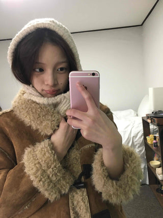 Vintage Fur-Trimmed Toggle Shearling Jacket