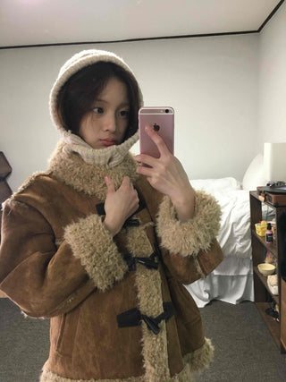 Vintage Fur-Trimmed Toggle Shearling Jacket