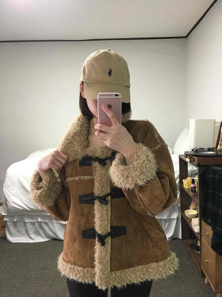 Vintage Fur-Trimmed Toggle Shearling Jacket