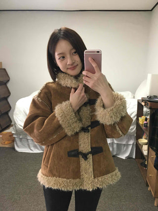 Vintage Fur-Trimmed Toggle Shearling Jacket