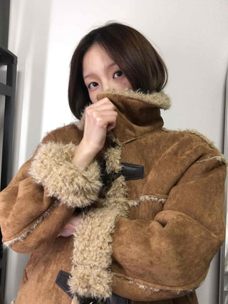 Vintage Fur-Trimmed Toggle Shearling Jacket