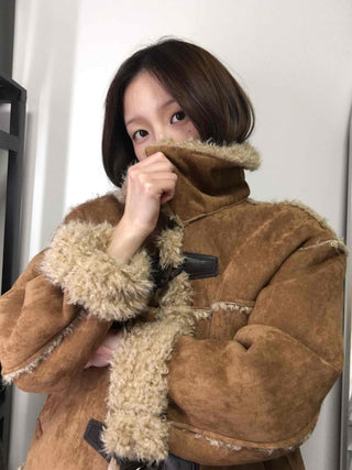 Vintage Fur-Trimmed Toggle Shearling Jacket