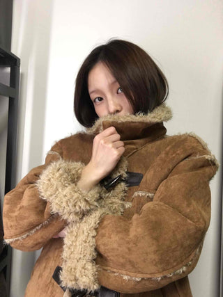 Vintage Fur-Trimmed Toggle Shearling Jacket