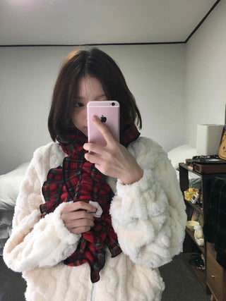Daily Cozy Fur Loop Half Boa Zip-up
