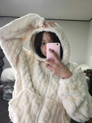 Daily Cozy Fur Loop Half Boa Zip-up