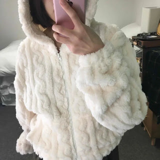 Daily Cozy Fur Loop Half Boa Zip-up
