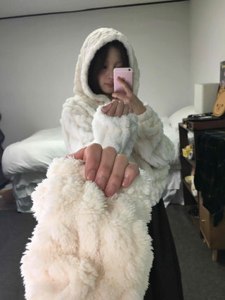 Daily Cozy Fur Loop Half Boa Zip-up