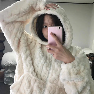 Daily Cozy Fur Loop Half Boa Zip-up