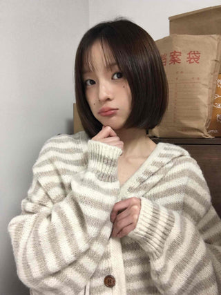 Soft Border Hooded Loose Fit Knit Cardigan
