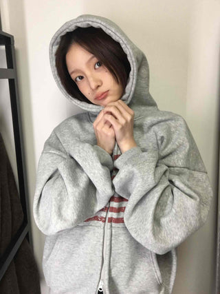 Cotton Casual Flag Patch Hoodie Loose Fit Zip-up Hoodie