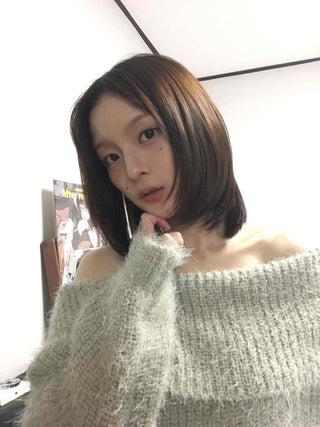 Season Waffle Texture Slouch Loose Fit Off-Shoulder Knit
