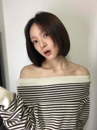 Marine Border Off-Shoulder Loose Fit Knit
