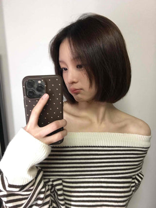 Marine Border Off-Shoulder Loose Fit Knit