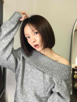 French Wide Collar Off-Shoulder Slim Fit Knit