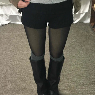 Inner Layered Brushed Knit Skinny Shorts