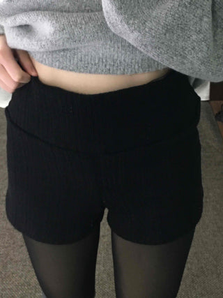 Inner Layered Brushed Knit Skinny Shorts