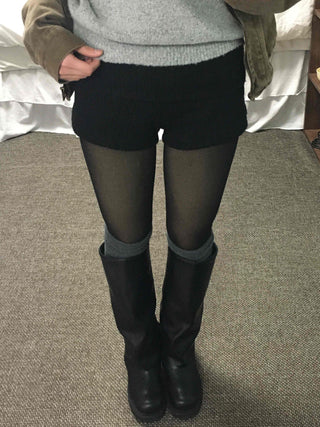 Inner Layered Brushed Knit Skinny Shorts
