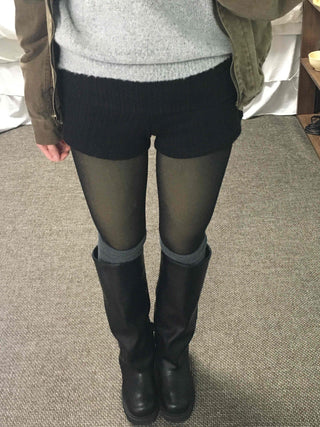 Inner Layered Brushed Knit Skinny Shorts