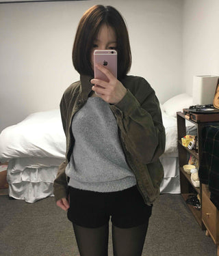 Inner Layered Brushed Knit Skinny Shorts