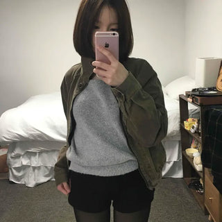 Inner Layered Brushed Knit Skinny Shorts