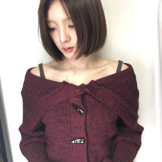 Twist Double Button Shoulder Open Knit Cardigan