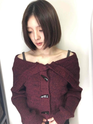 Twist Double Button Shoulder Open Knit Cardigan