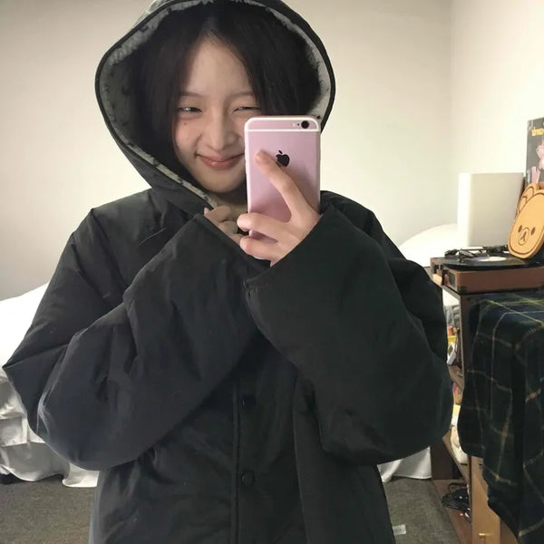 Oversized Hooded Duck Down Loose Fit Padded Jumper