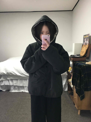 Oversized Hooded Duck Down Loose Fit Padded Jumper