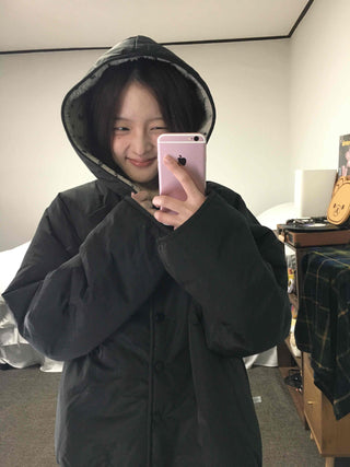 Oversized Hooded Duck Down Loose Fit Padded Jumper
