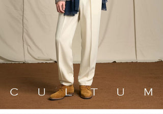 [CULTUM] Wool Blend Double Pleat Tapered Trousers
