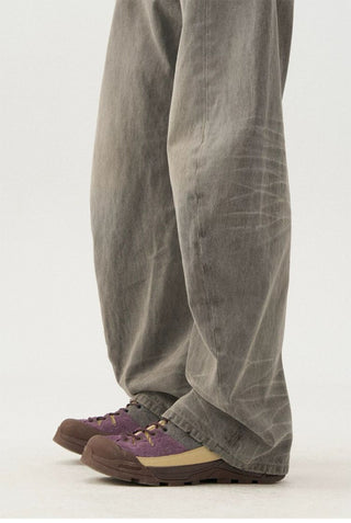 [Monterest] 3D Curved Wide Leg Washed Jeans