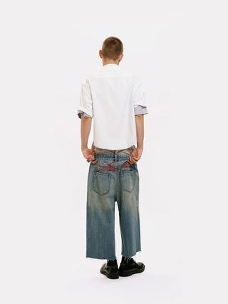 [MASONPRINCE] Frayed Hem Short Sleeve Shirt
