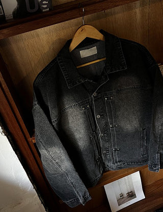 Black denim trucker
