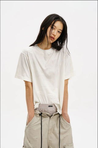 [MASONPRINCE] Distressed Horse Print Cotton Tee