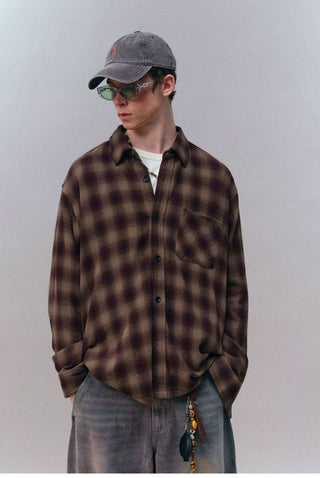 [Monterest] Oversized Yarn-Dyed Plaid Shirt